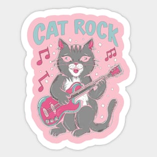 meow,rock, and guitar Sticker